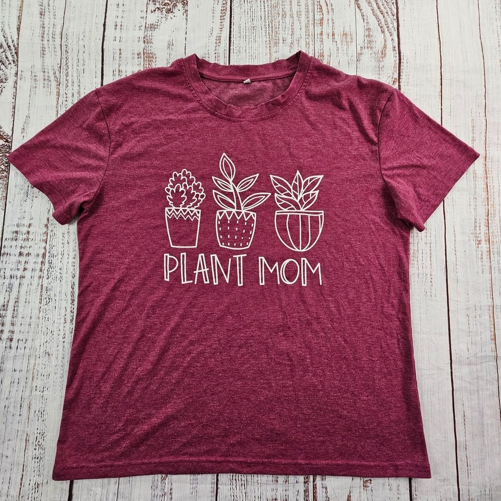 Plant Mom Red Short Sleeve T-Shirt Women's L